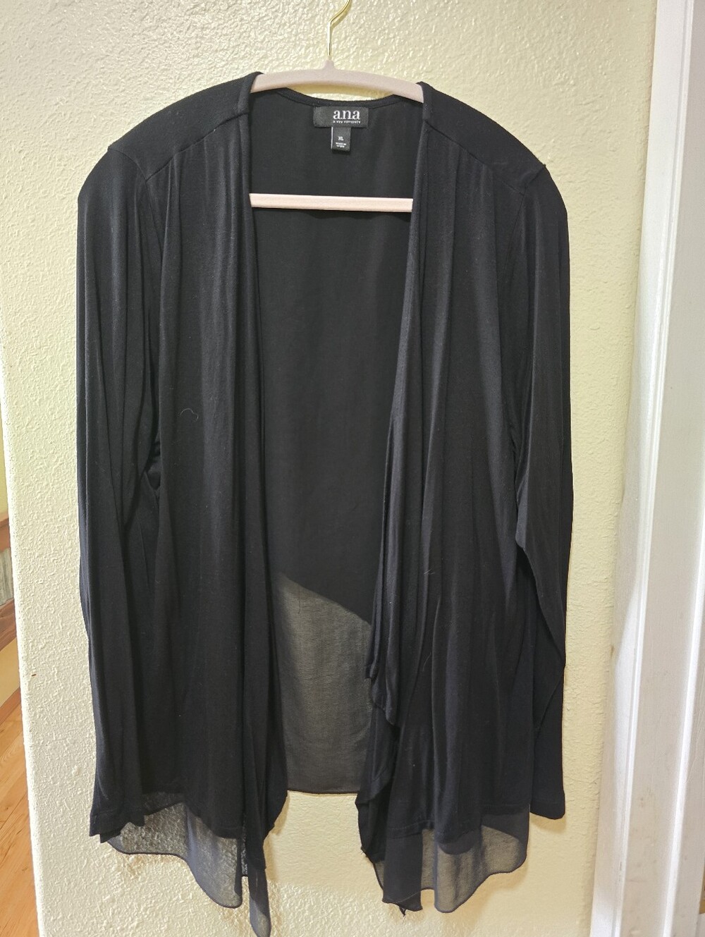 a.n.a Black Draped Open-Front Women's Cardigan